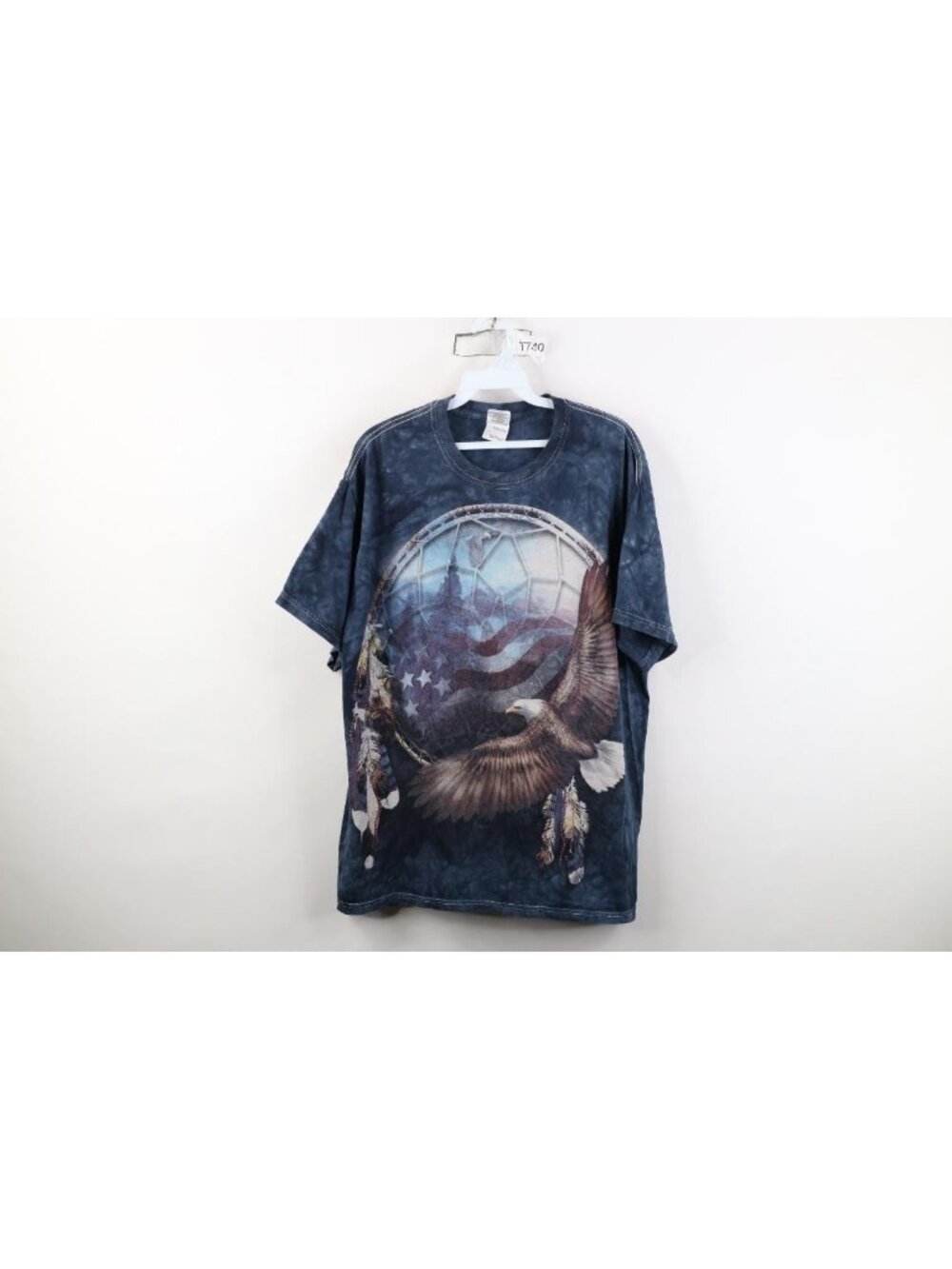 Vtg Y2K Streetwear Mens L Faded Tribal Native Feather Eagle Acid Wash T-Shirt